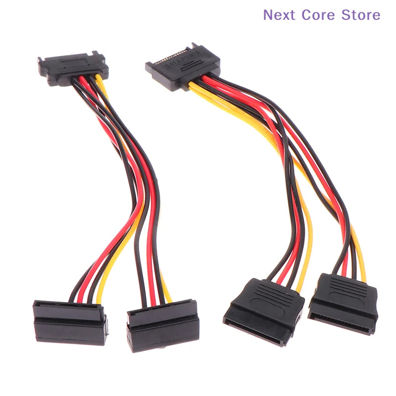 20CM SATA Power Y Splitter Cable – 15 Pin Male to Dual Female SATA Power Splitter Cable HIP