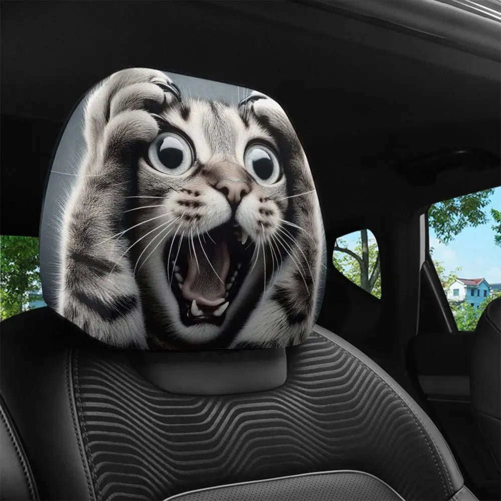 2-Pack Cat Print Car Headrest Covers – Universal Fit Car Headrest Cover HIP