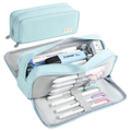 Kawaii Canvas Pencil Pouch – 4 Compartments, Large Capacity Canvas Pencil Pouch HIP Blue