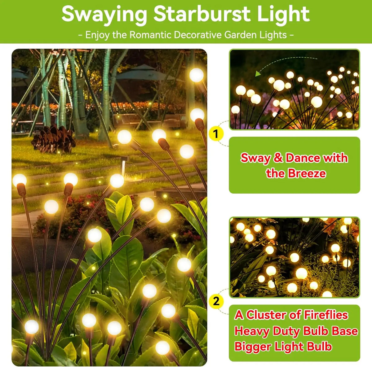 Solar Firefly Swaying Garden Lights – Yard & Pathway Decor Solar Garden Light HIP