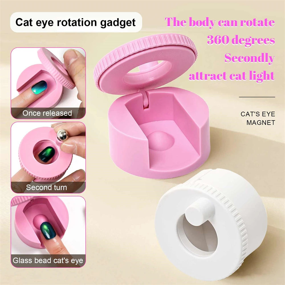 Automatic Rotating Nail Art bead Suction Device For Beginner Cat Eye Nails Magnetic With Super Strong Magnets and Wide Beam Kit HIP No Ball-2Pc Mixed