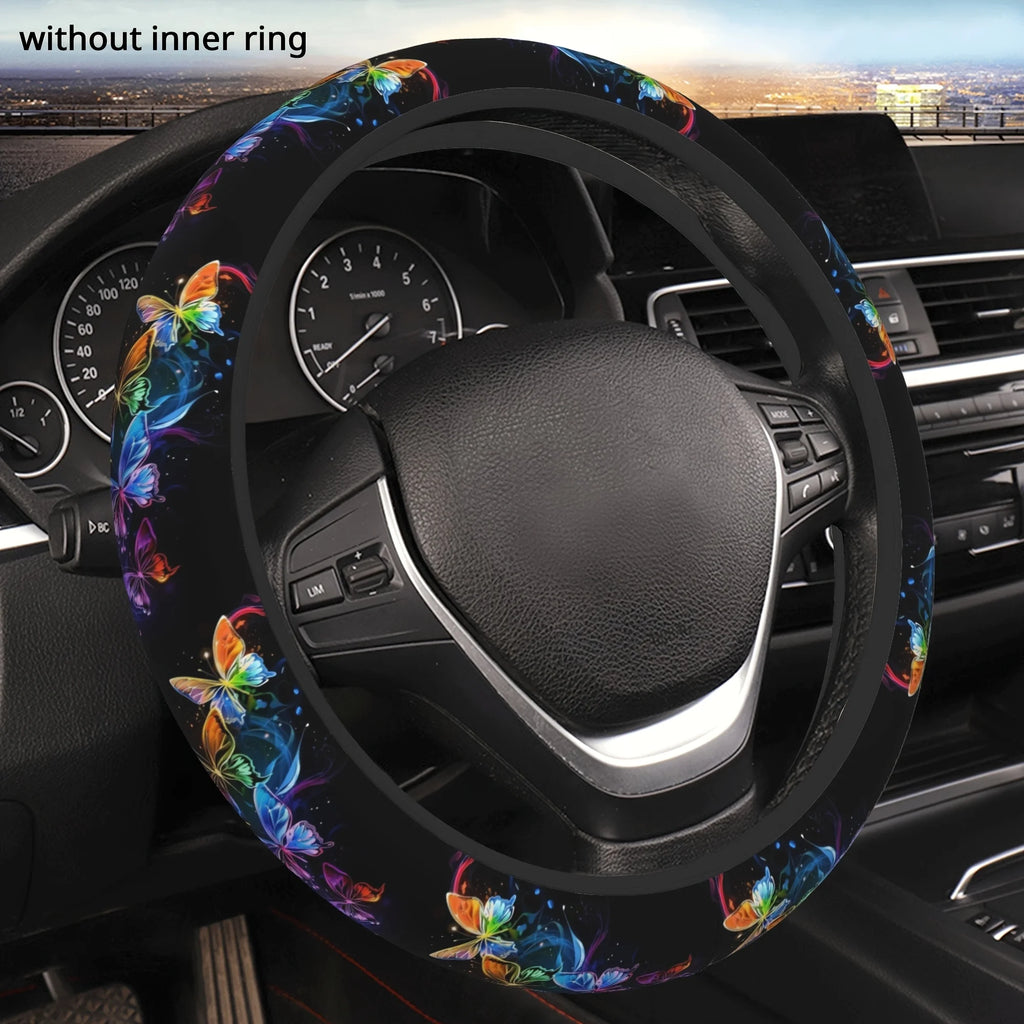 Butterfly Floral Steering Wheel Cover – Non-Slip Universal Fit Steering Wheel Cover HIP 1