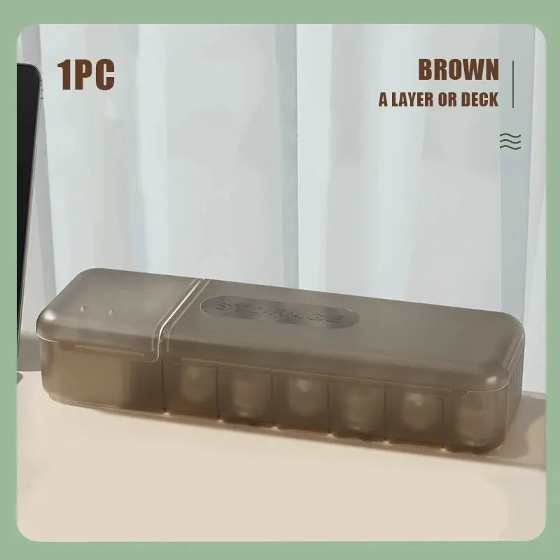 7-Compartment Cable Storage Box | Cord & Charger Organizer Cable Storage Box HIP Brown