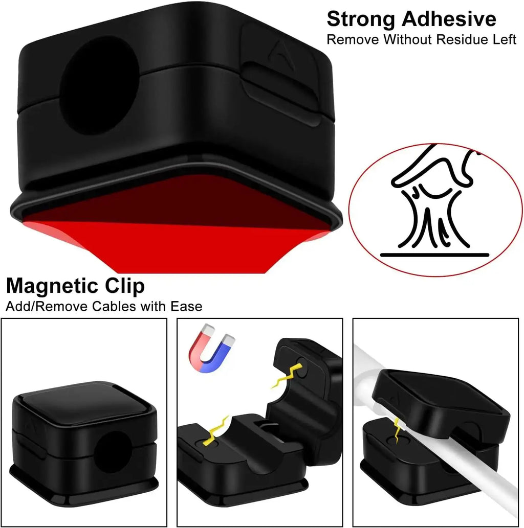 6-Pack Magnetic Cable Clips – Under Desk Cord Organizer Cable Organizer Clips HIP