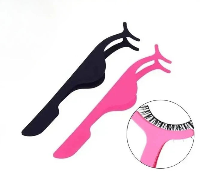 RUZOFO False Eyelash Tweezer Applicator & Curler Tool Eyelash Applicator Tool HIP C739-1Pink 1Black