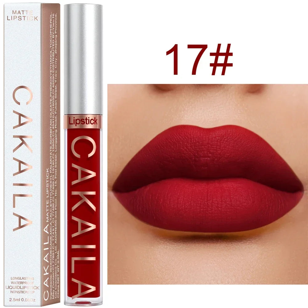 Matte Velvet Lip Glaze Waterproof Long Lasting Not EasyTo Fade Lip Gloss Silky Smooth Lipstick Makeup Sexy Women Lip Balm Gift HIP 17
