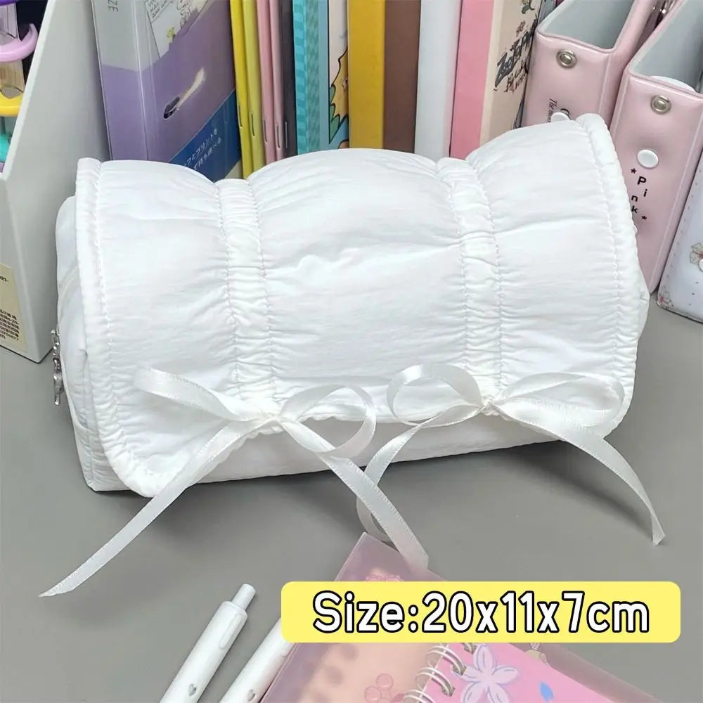 Large Capacity Bow Drawstring Pencil Case – Canvas Pen Bag Pencil Case Pouch HIP