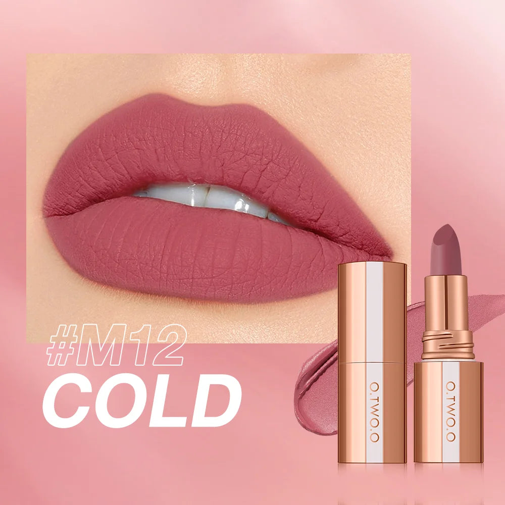 O.TWO.O Matte Lipstick Lip Tint 8 Colors Waterproof Long Lasting Non-stick Cup Sexy Highly Pigmented Velvet Lip Sticks Lip Stain HIP M12 China Mainland Full Size