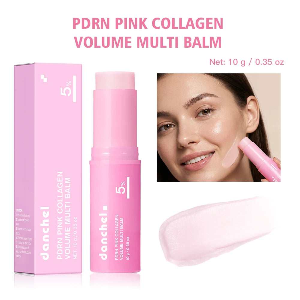 PDRN Pink Collagen Balm Stick Firming Deep Hydration Moisturization Collagen Radiant Portable Stick Plump Eye Neck Lines HIP 1pcs