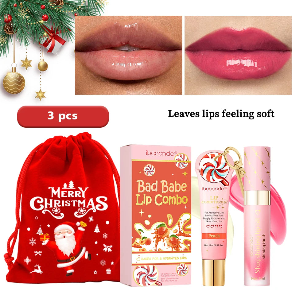 Lip Glosses Set Lip Gloss Combo with Keychain Peach Fragrance Moisturizing Plumping Lip Makeup Christmas Present HIP 1Peach