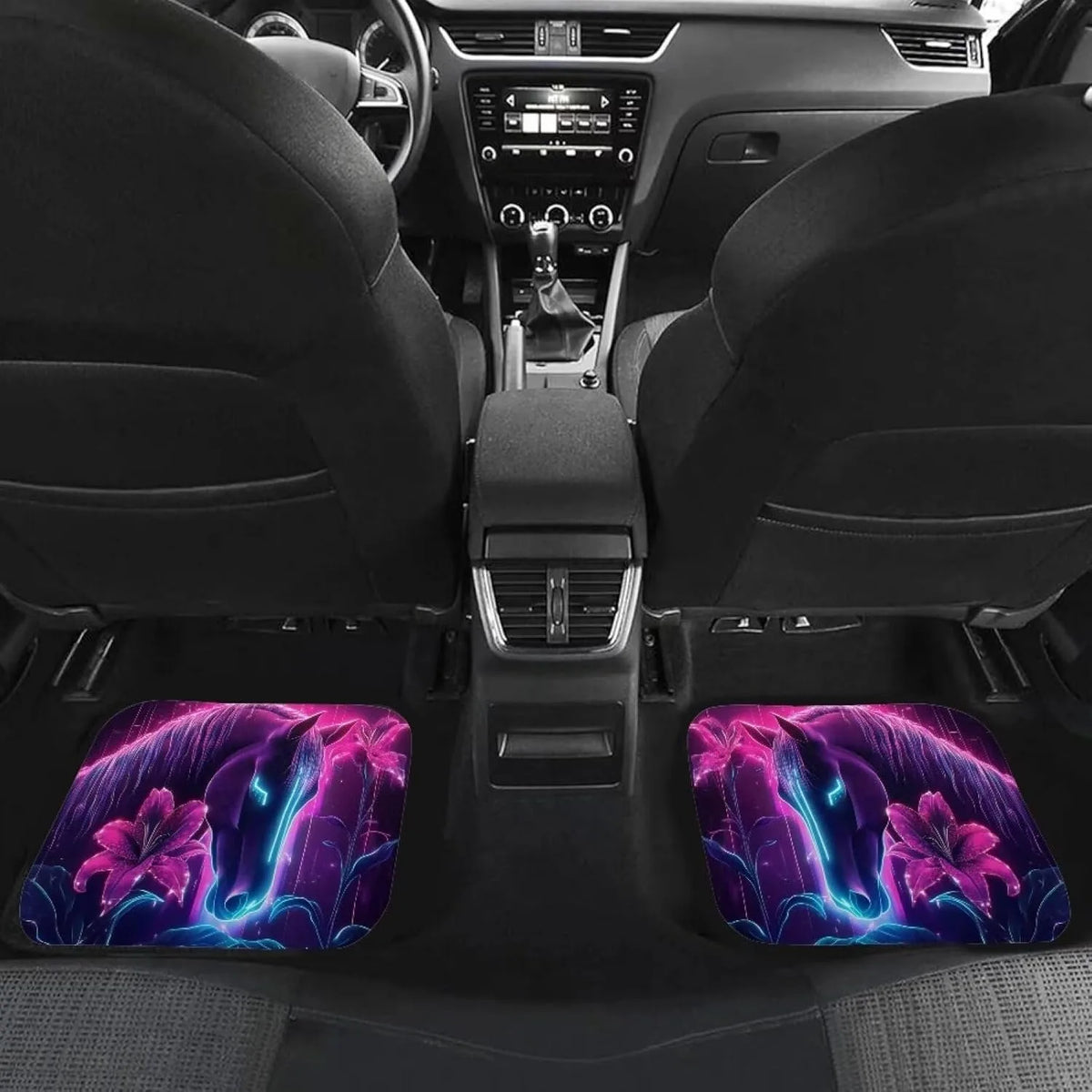 Neon Horse Print Car Floor Mats 4pc – Nonslip Universal Fit Car Floor Mats HIP