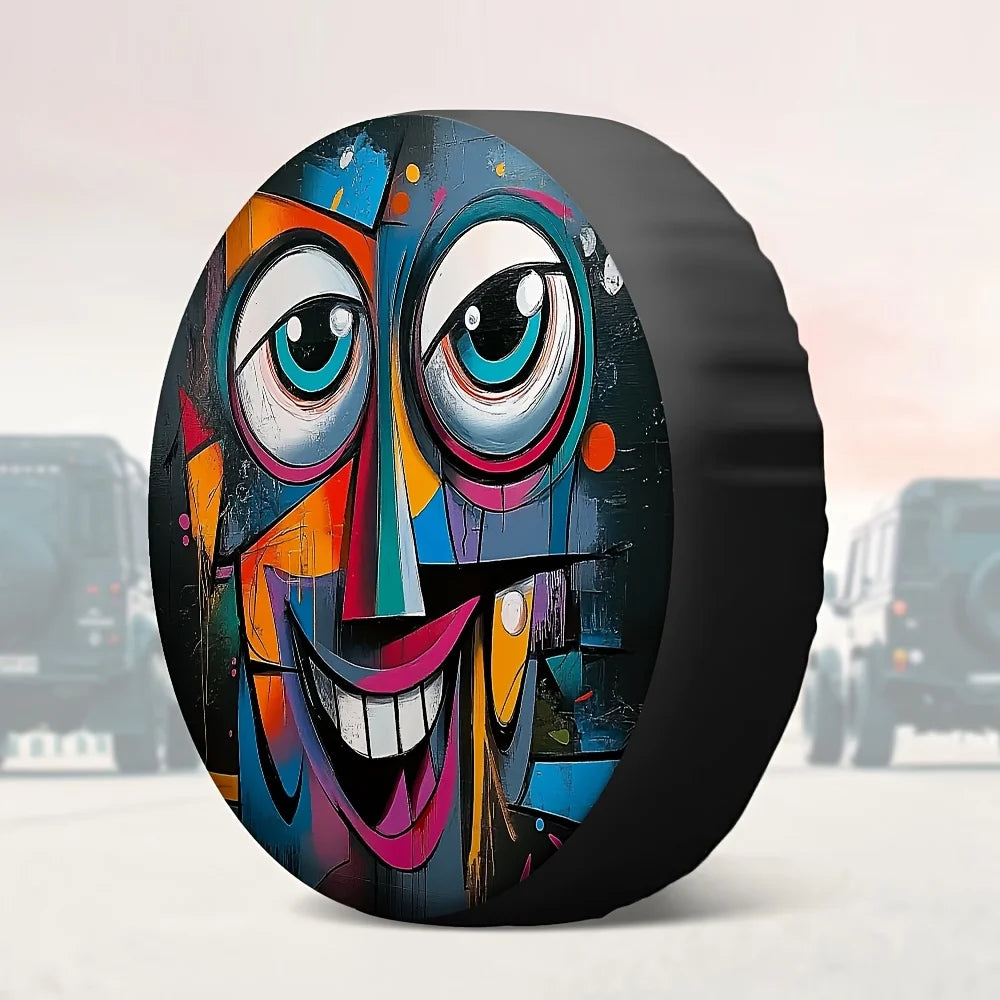 Abstract Colorful Face Spare Tire Cover – Polyester UV Guard Spare Tire Cover HIP