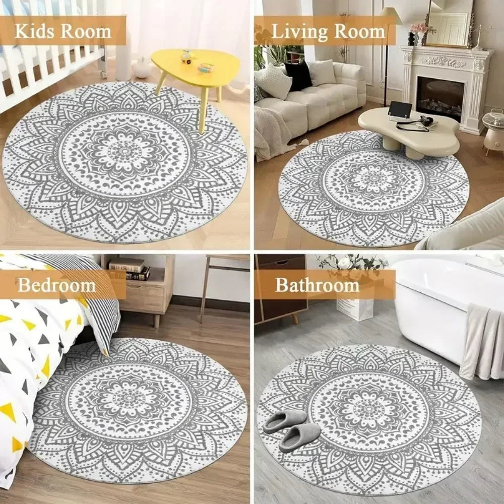 Gothic Skull & Tree Roots Round Rug – 3D Dark Forest Floor Mat Gothic Area Rug HIP