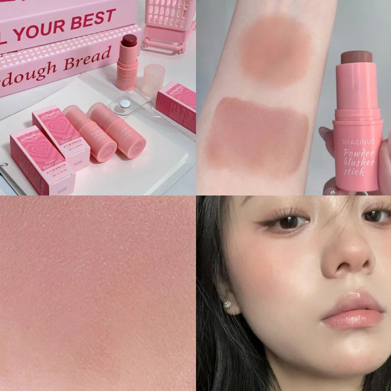 SHAQINUO Energizing Blush Stick - Natural Matte Finish, Creamy Texture, Easy to Blend for a Youthful Glow HIP 02