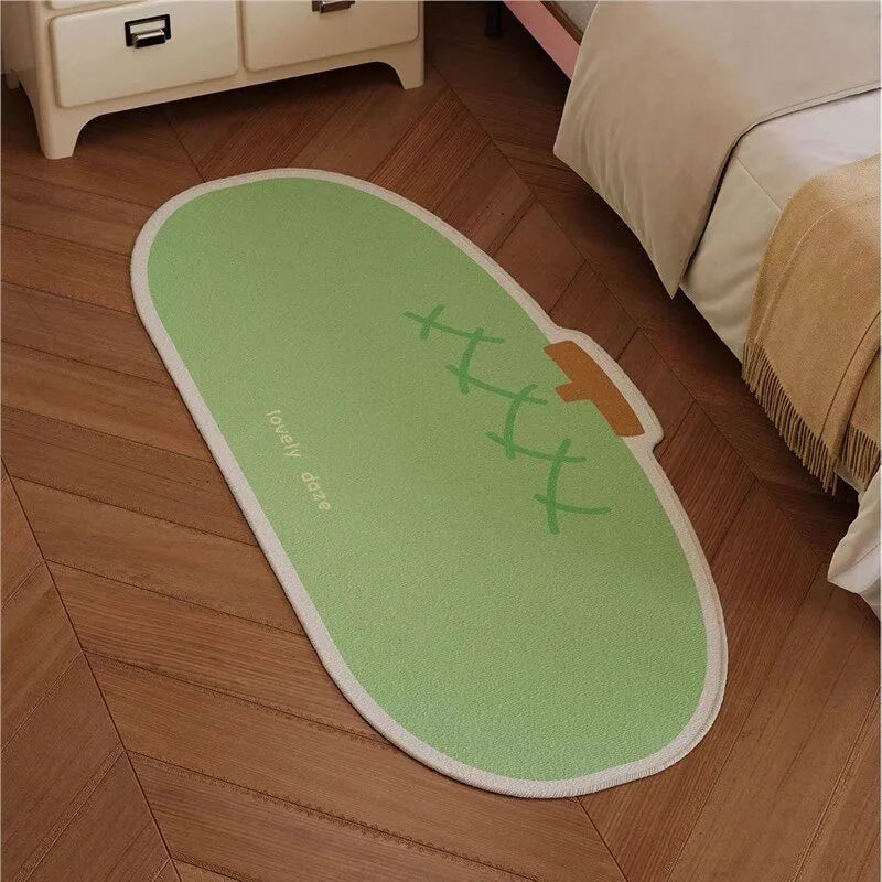Soft Bedroom Rug – Strawberry & Green Apple Pattern Mat Decorative Area Rug HIP