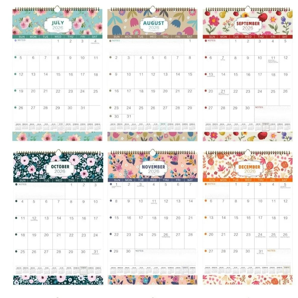 18-Month Wall Calendar 2026–2027 | Holidays Marked, Hook Hang Wall Calendar HIP