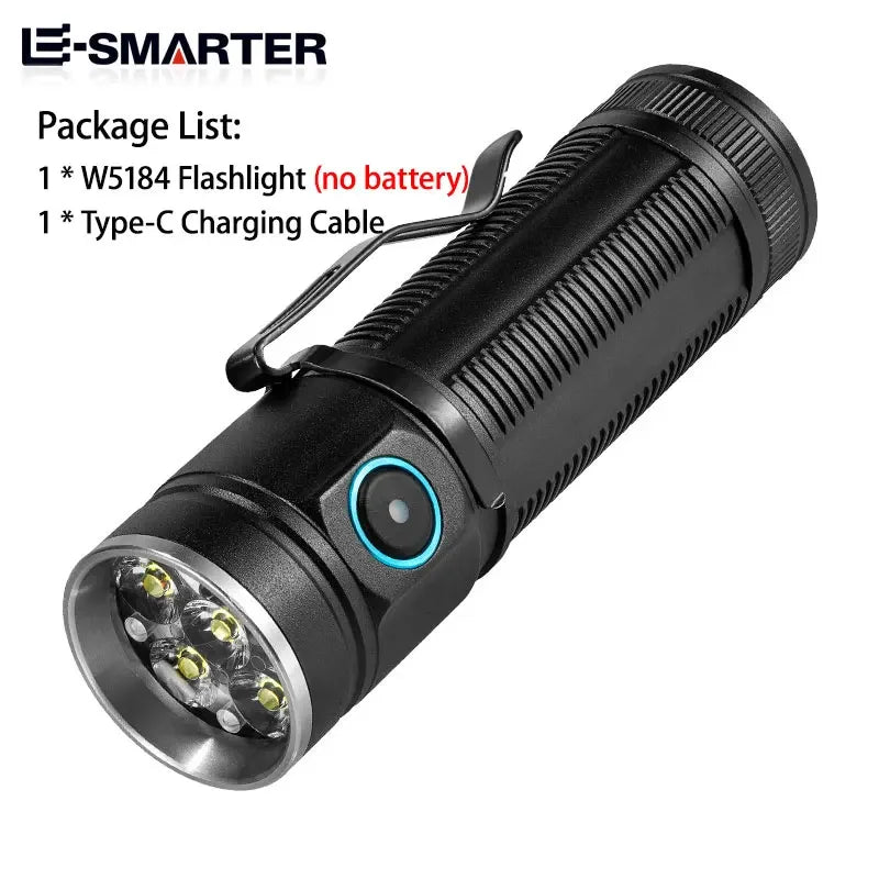 ESMARTER 3000 Lumen 6-LED EDC Rechargeable Waterproof Flashlight EDC Rechargeable Flashlight HIP W5184(No Battery)