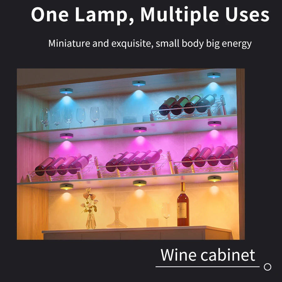 USB Rechargeable RGB LED Night Light With Remote Control Under Cabinet Lights Dimmable Spotlights For Kitchen Wardrobe Closet HIP