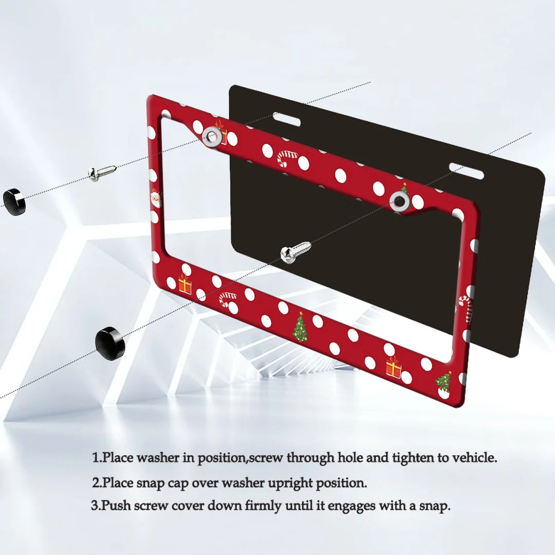 Christmas Polka Dot Aluminum License Plate Frame 6.3×12.2" License Plate Frame HIP