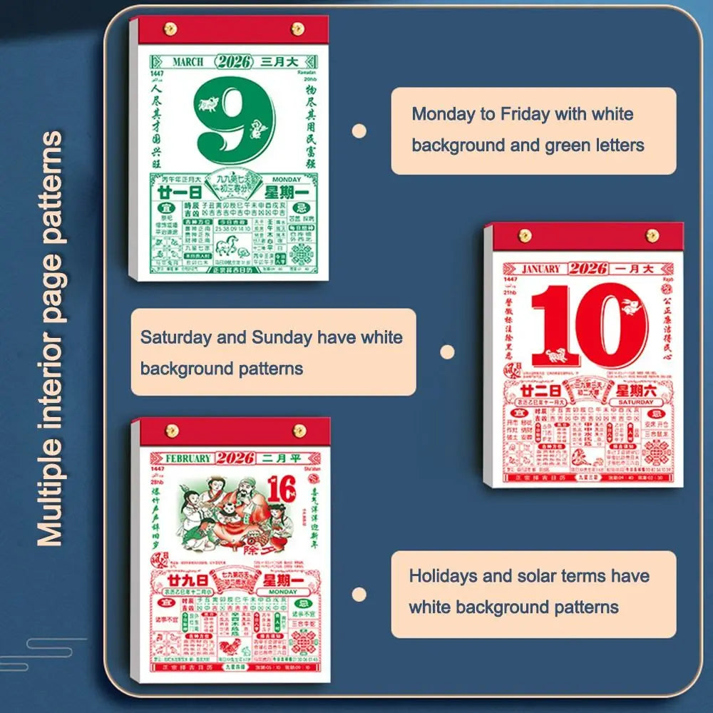 2026 Tearable Chinese New Year Desktop Calendar | Traditional Desktop Calendar HIP