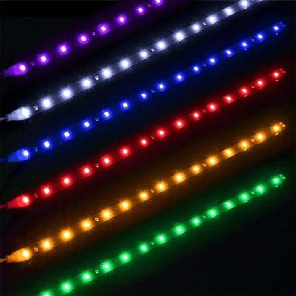 1Pair LED strip SMD3528 Waterproof Flexible 30CM Red Green Blue White Warm white Super bright car Styling decor stickers lamp HIP