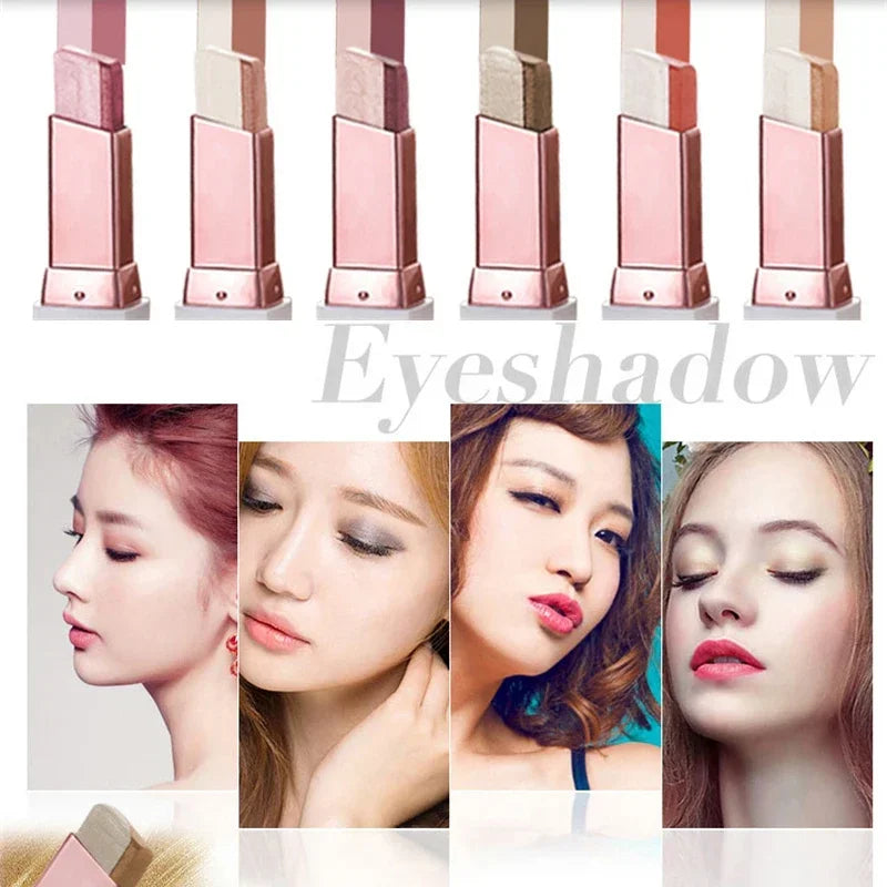 Professional 2 In 1 Double Color Gradient Velvet Shadow Stick Eye Makeup Waterproof Lasting Shimmer Metallic Eyeshadow Makeup HIP