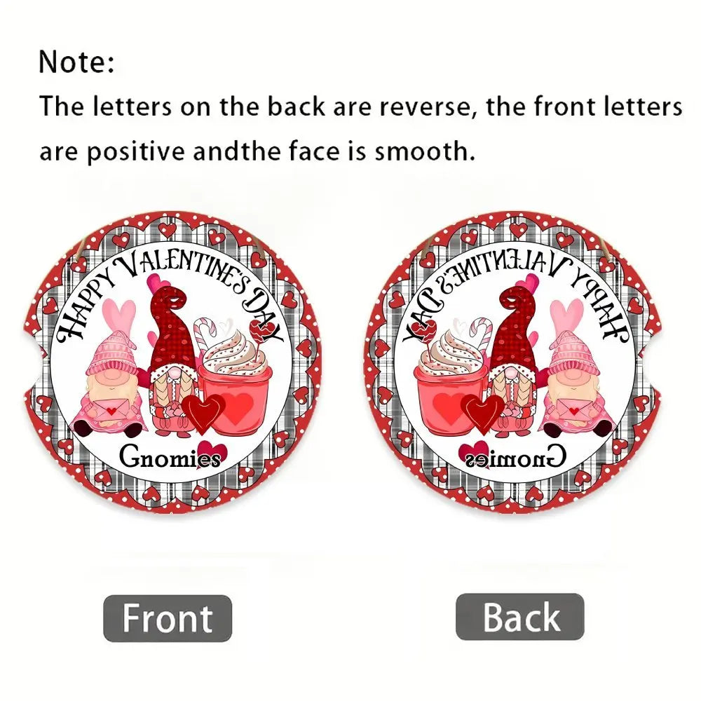 2-Pack Pink Gnome Acrylic Coasters – Waterproof Car Cup Mats Acrylic Coaster Set HIP