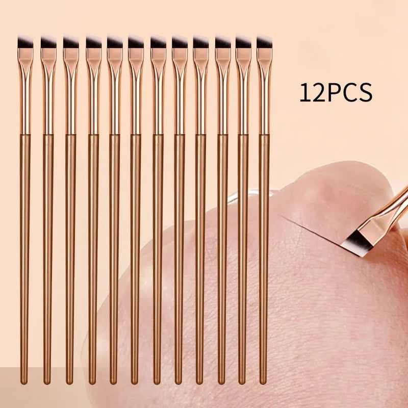 12-Piece Eyeliner & Eyebrow Brush Set – Thin Blade | HIP Eye Makeup Brush Set HIP