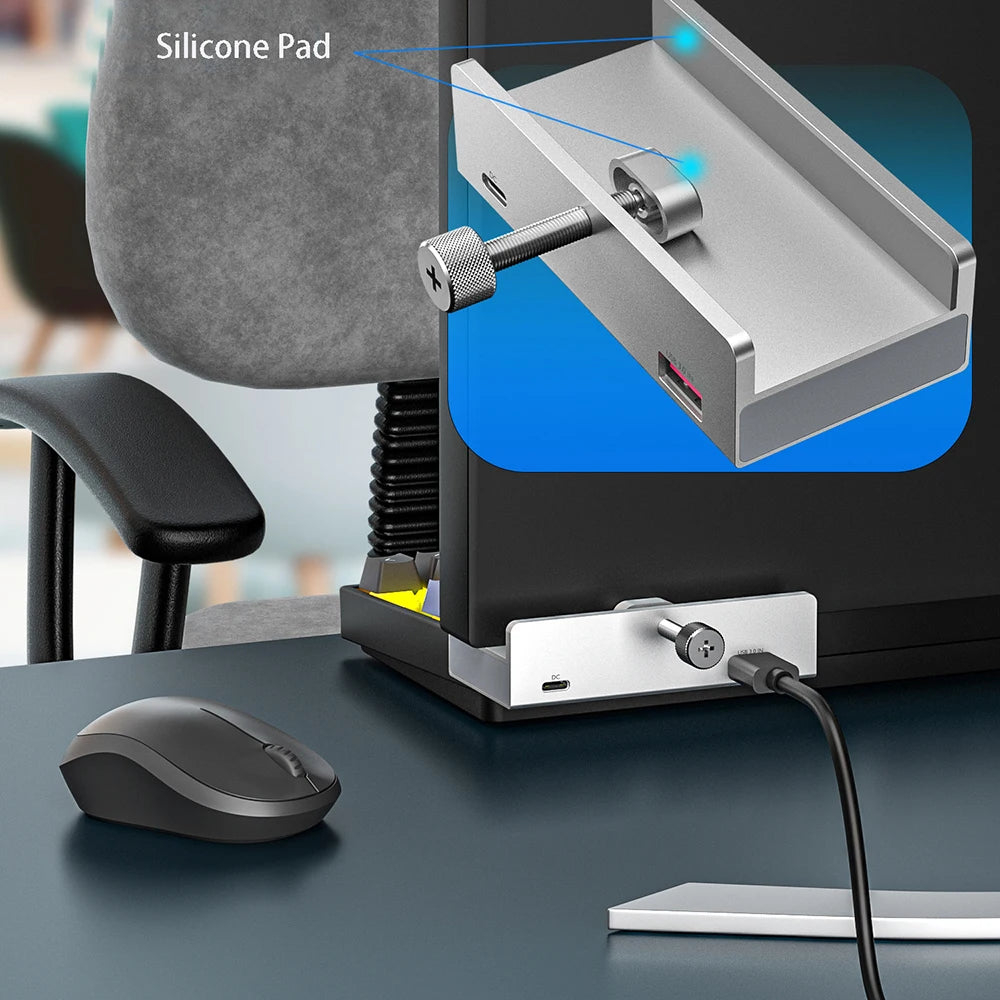 OULLX 8-in-1 USB-C Hub Docking Station – Monitor Clip Mount USB-C Docking Hub HIP