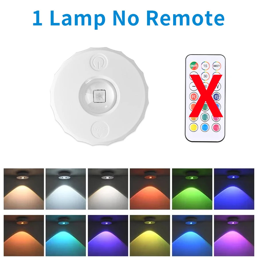 USB Rechargeable RGB LED Night Light With Remote Control Under Cabinet Lights Dimmable Spotlights For Kitchen Wardrobe Closet HIP 1 Lamp No Remote