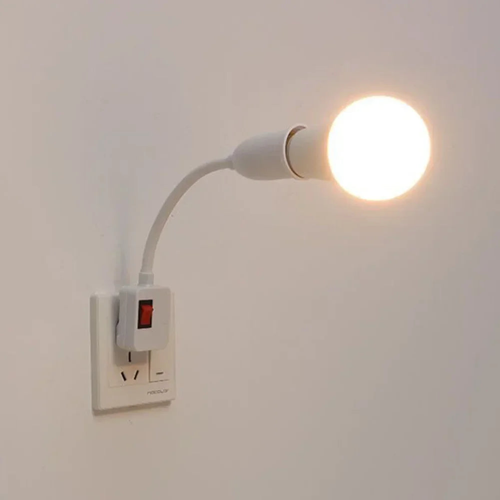 Stainless Steel E27 Lamp Base Flexible Bend Mobile Test Light Socket Light Adapter Plug Switch With On/Off EU US Plug in HIP