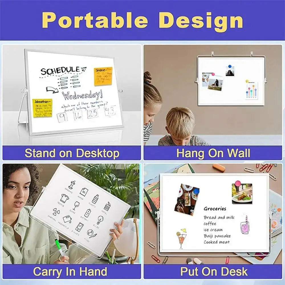 Foldable Double-Sided Desktop Whiteboard with Stand – 30×40cm Desktop Whiteboard HIP