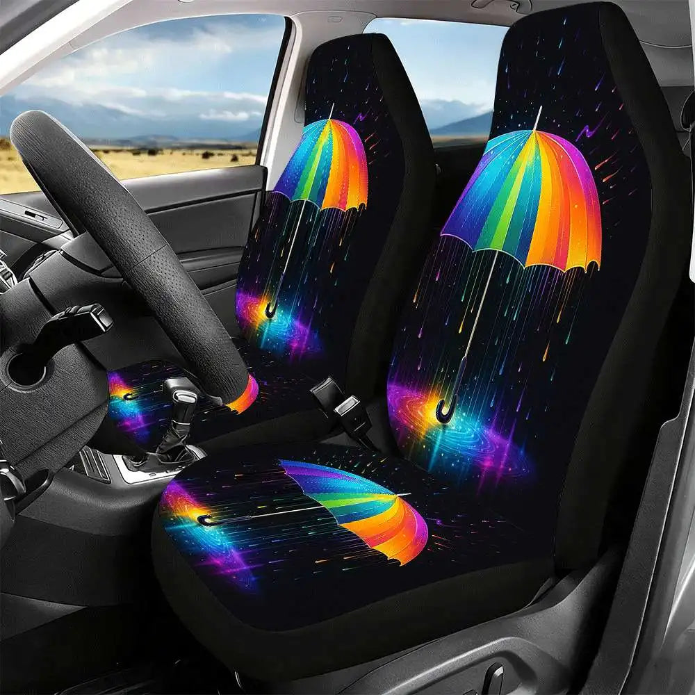 Rainbow Umbrella Car Seat Covers – High Back Polyester Car Seat Covers HIP