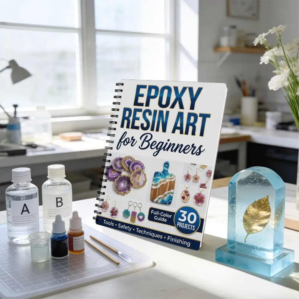 Epoxy Resin Art Handbook – 30 Beginner DIY Projects Craft Tutorial Book HIP