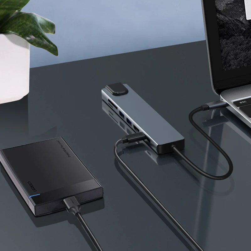 OULLX 8-in-1 USB-C Hub – HDMI, Ethernet & Card Reader USB-C Multiport Hub HIP