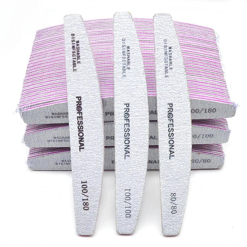 Professional Curved Nail Files 100/180 Grit Set – 5 to 50 Pcs Nail File Set HIP