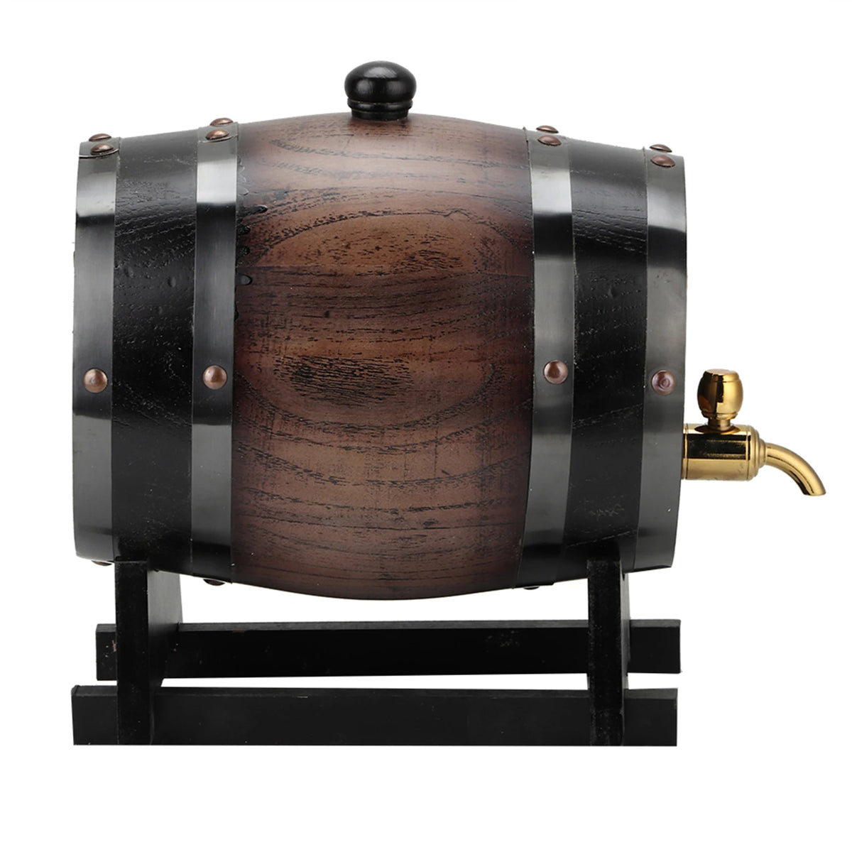 3L Vintage Striped Black Oak Red Wine Barrel Keg Bucket Container with Faucet for Brandy Whisky Wine Accessories HIP