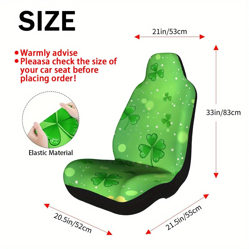2-Pc St. Patrick's Day Shamrock Car Seat Covers | All Season Car Seat Covers HIP