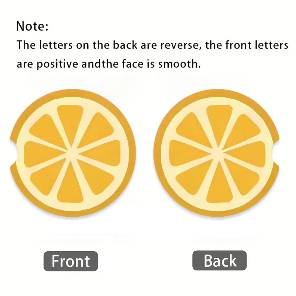 Lemon & Orange Acrylic Car Cup Coasters – 2-Pack Heat-Resistant Car Cup Coasters HIP