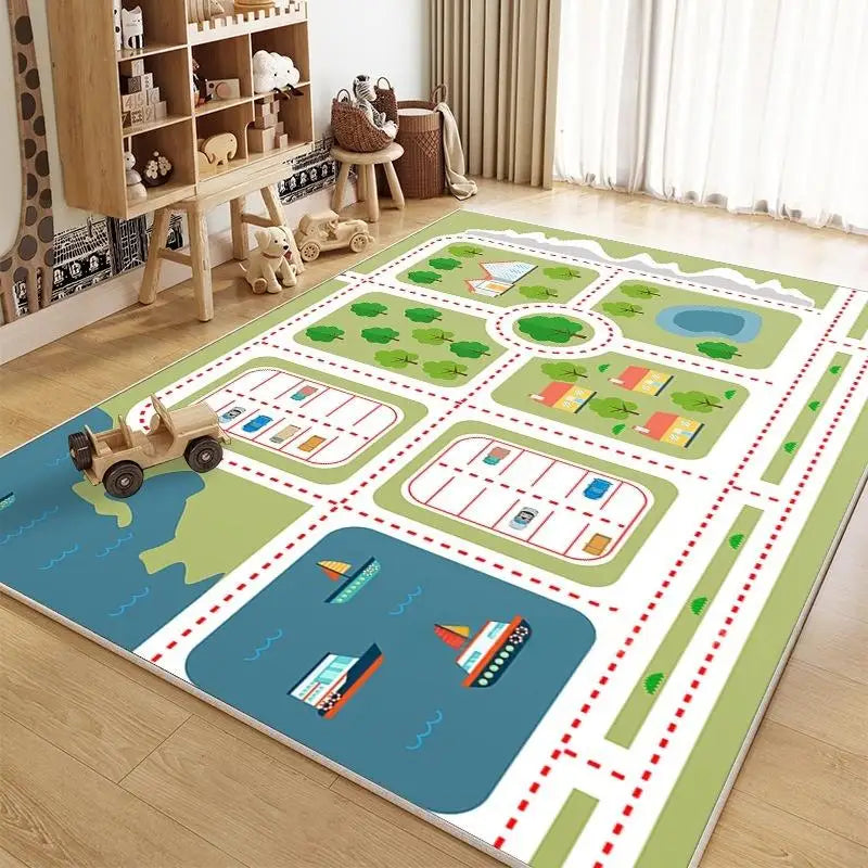 Kids Car Play Mat – Highway City Traffic Rug, Non-Slip Kids Play Rug HIP 1 50x80cm-Felt