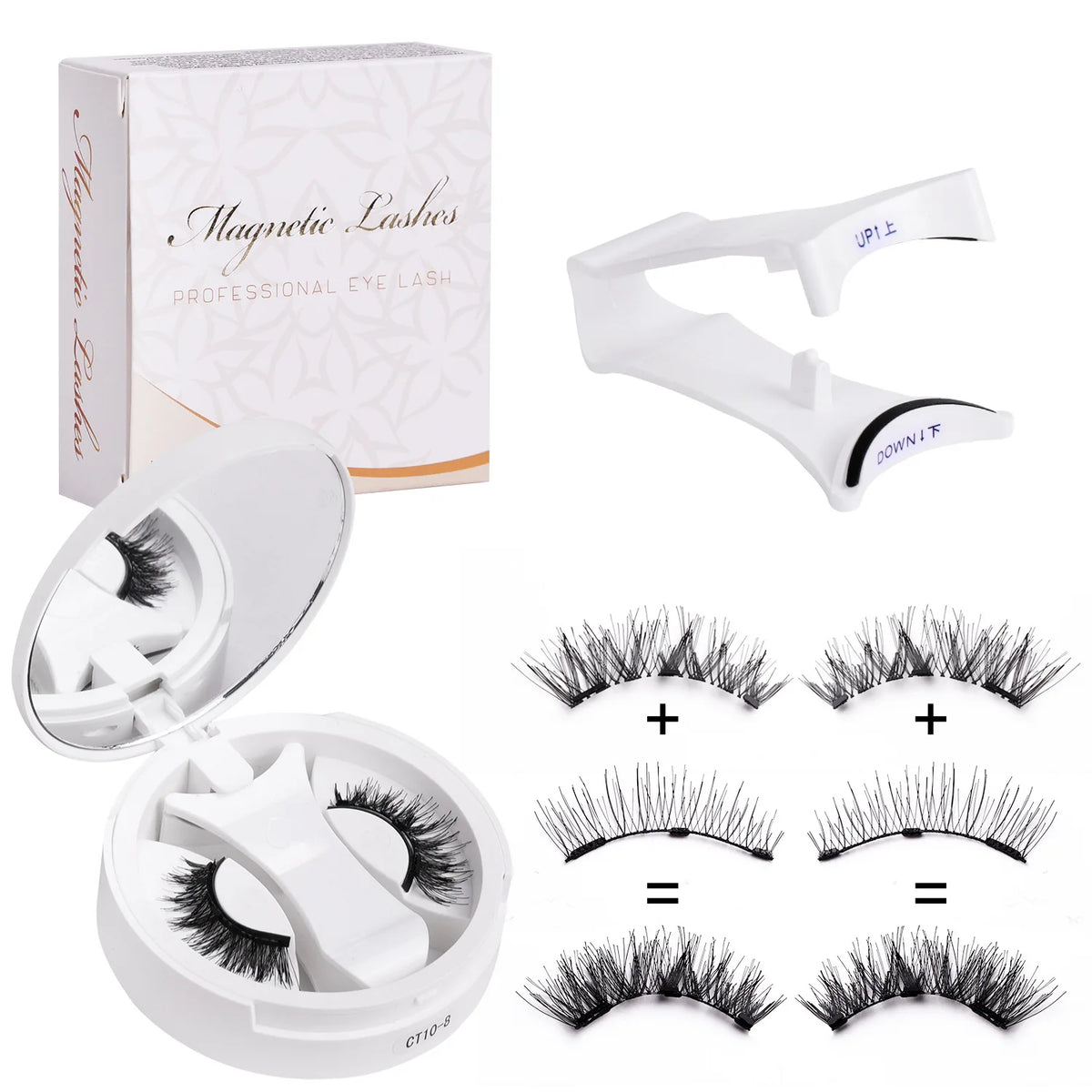 Magnetic Eyelashes Set Reusable Easy to use Eyelash Extension Tools Natural Curler False Eyelashes With Magnetic Tweezers HIP CT-08