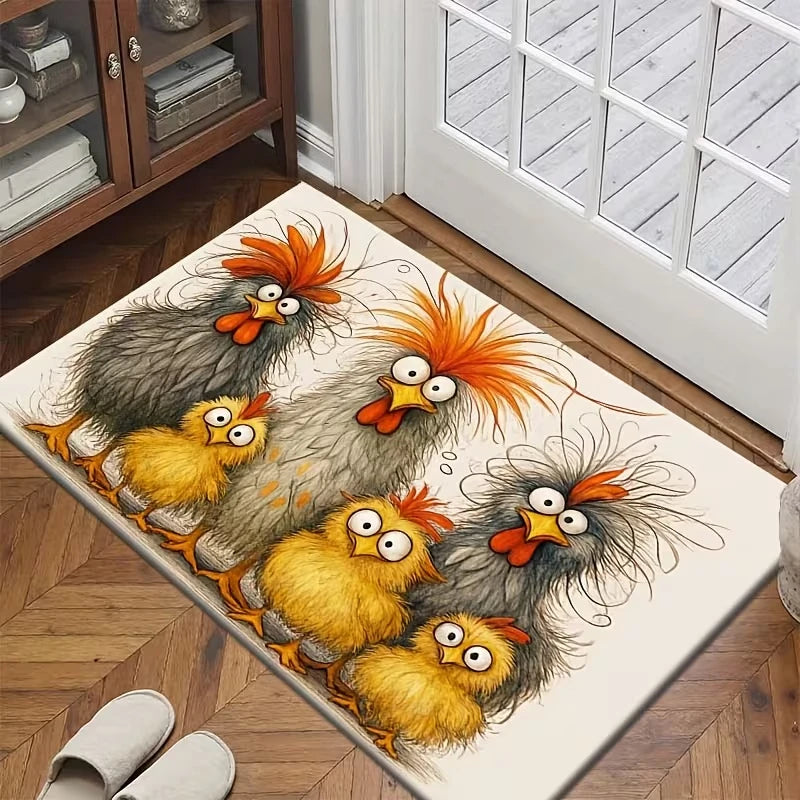 Cartoon Chicken Kitchen Rug – Non-Slip & Machine Washable Kitchen Floor Rug HIP 4 40x60cm-Felt