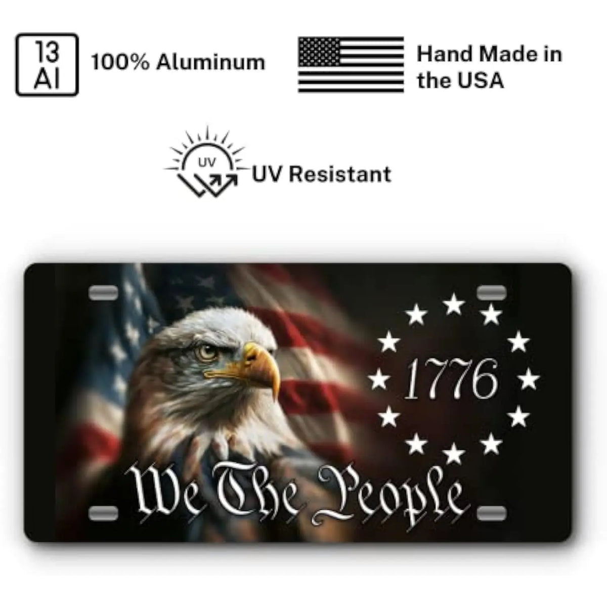 1776 Eagle We The People Patriotic Aluminum License Plate Vanity License Plate HIP