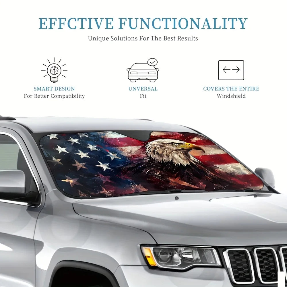 Patriotic Eagle American Flag Car Sunshade – Foldable Car Sunshade HIP