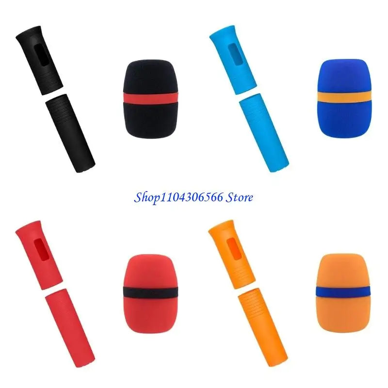 Silicone Microphone Handle Cover & Foam Windscreen Microphone Accessory HIP