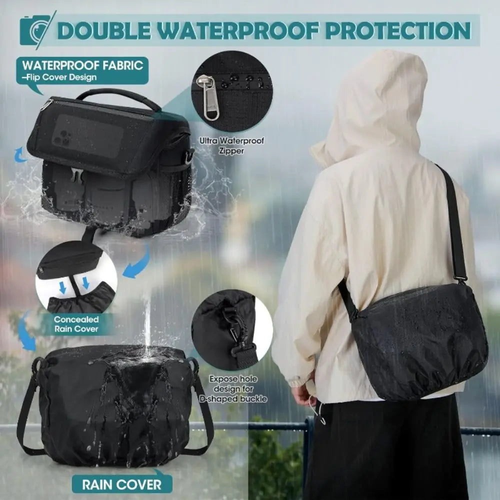 Canvas DSLR Camera Bag with Tripod Holder & Rain Cover Camera Shoulder Bag HIP