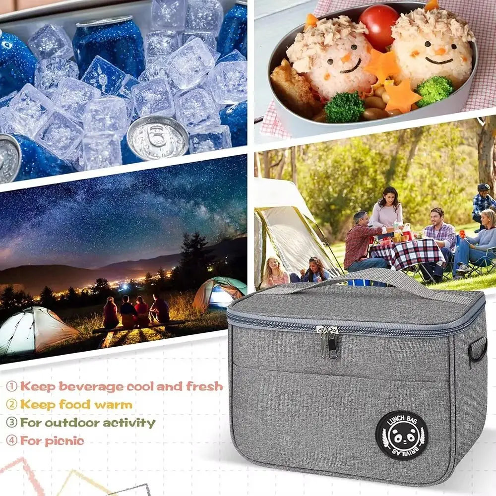 Large Insulated Lunch Bag Double Layer Oxford Cloth & Strap Insulated Lunch Bag HIP