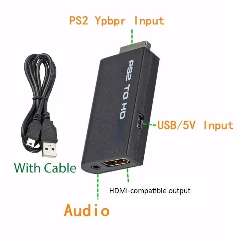 PS2 to HDMI Converter Adapter – 480i/480p/576i, Audio & Video HDMI Converter Adapter HIP