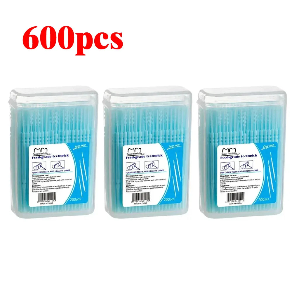 200-Pack Double-Ended Toothpicks & Interdental Brush | RUZOFO Interdental Toothpick HIP C685-Blue 600pcs