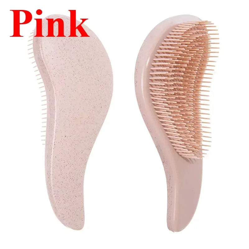 T-Shape Wheat Straw Comb Set – Anti-Static Detangling Hair Comb Set HIP C689-pink 1pcs